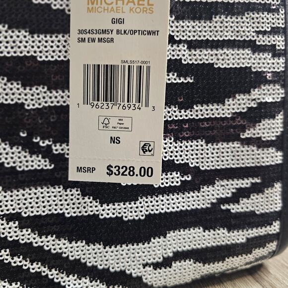 Michael Michael Kors Gigi Small East West Messenger - Blk/opticw NWT - Picture 3 of 6